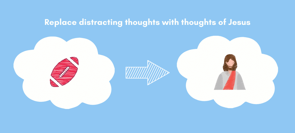 replace distracting thoughts with thoughts of Jesus